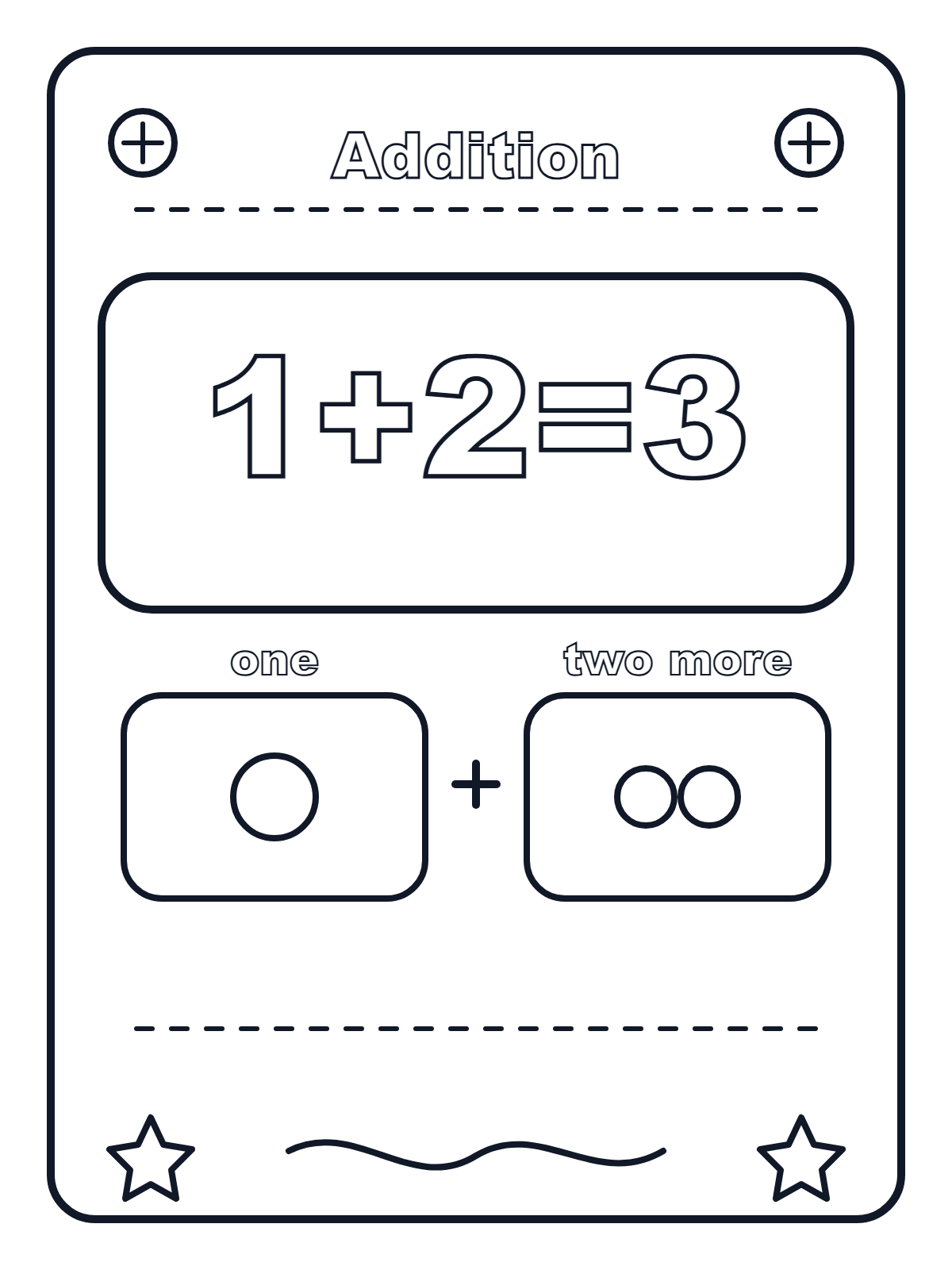 Addition 1 + 2 — printable coloring page