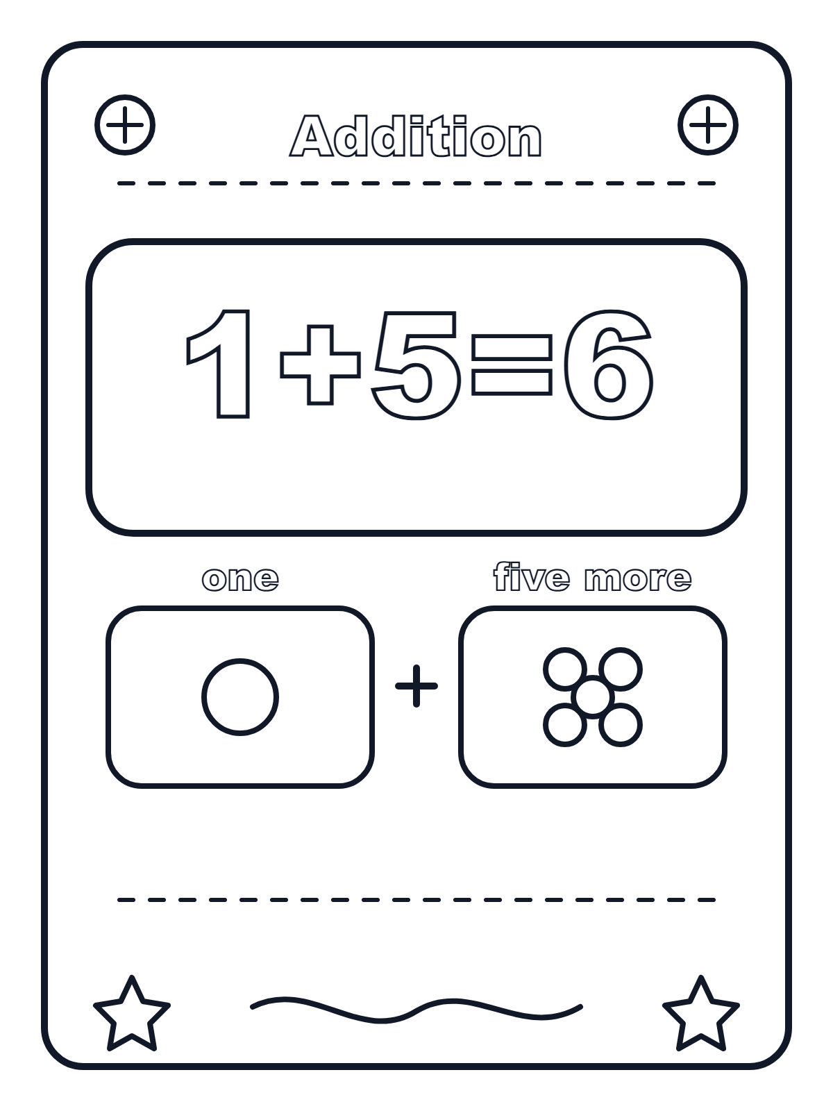 Addition 1 + 5 — printable coloring page