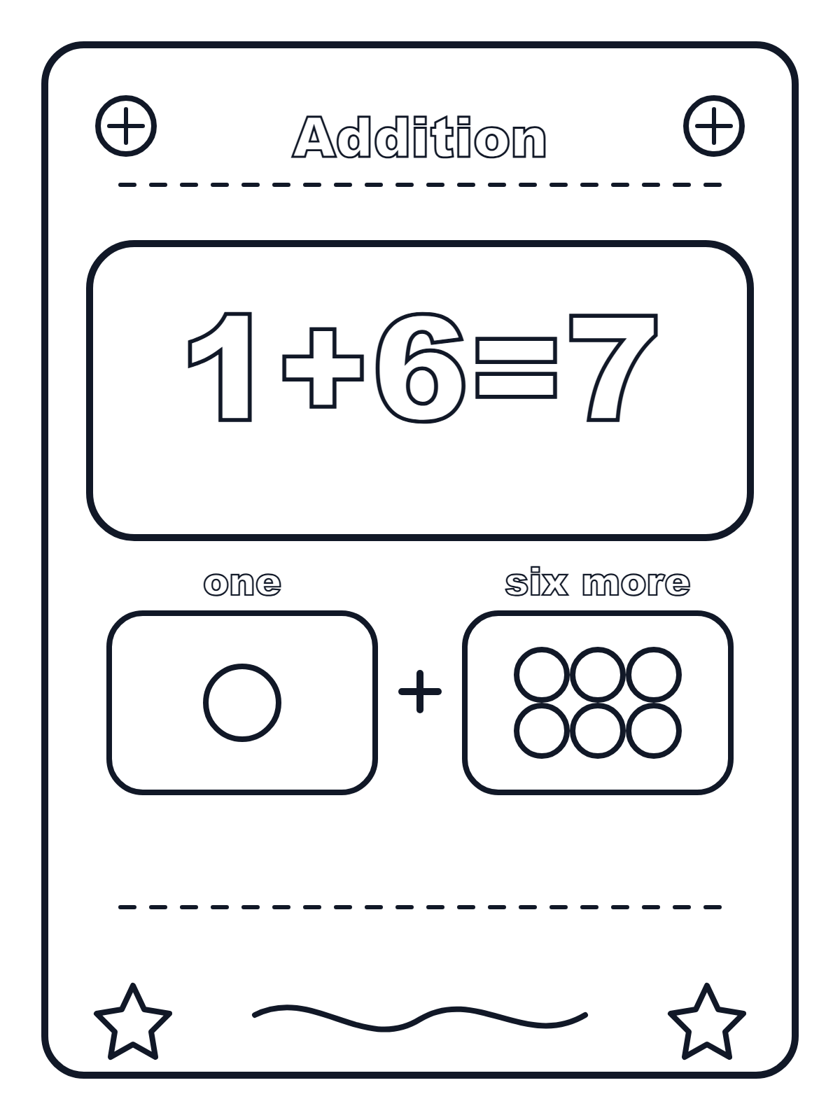 Addition 1 + 6 — printable coloring page