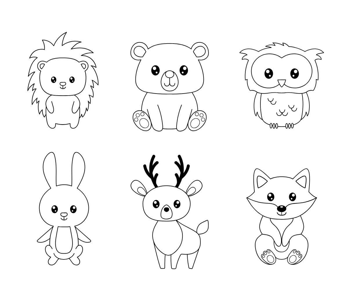 Baby Animal Faces — printable coloring page