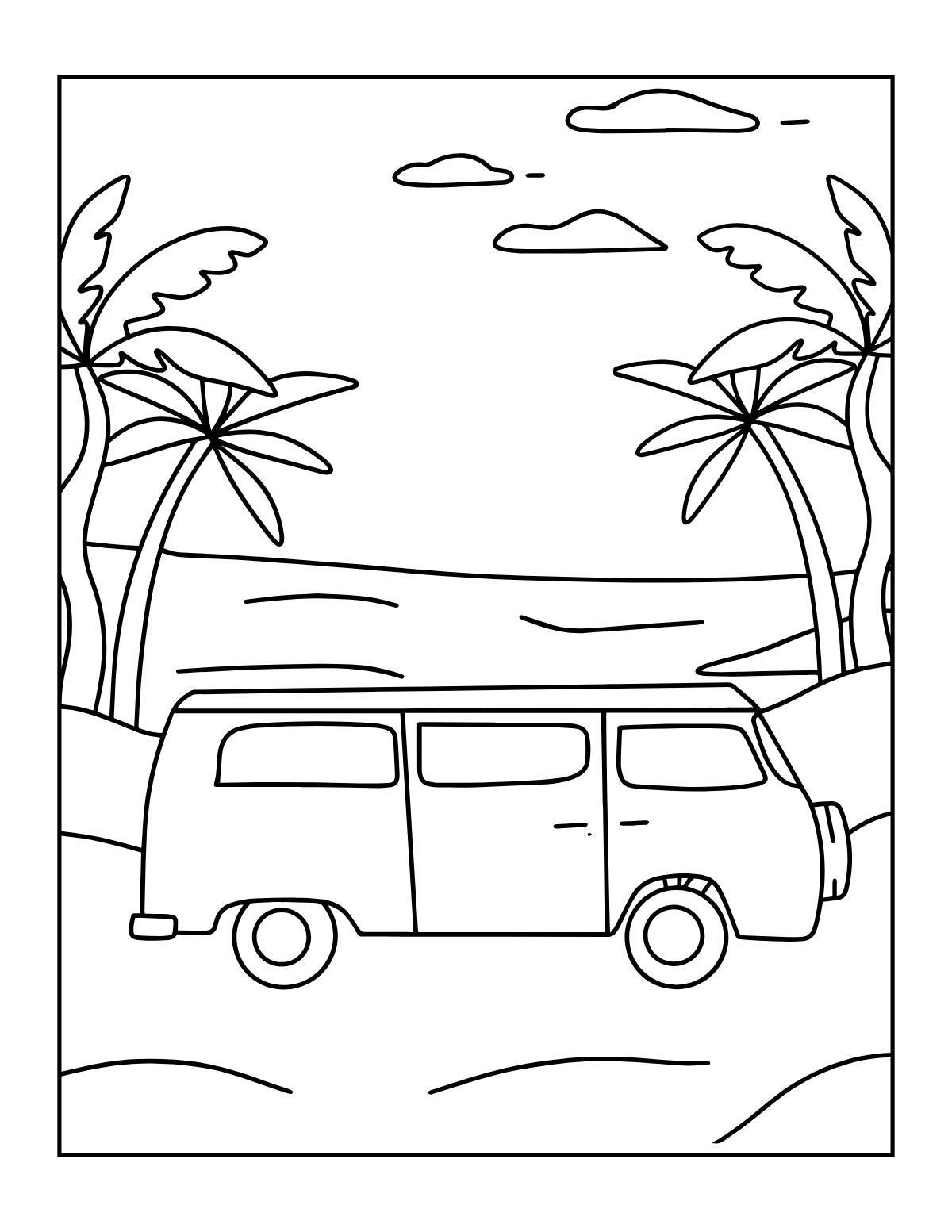 Beach Van — printable coloring page