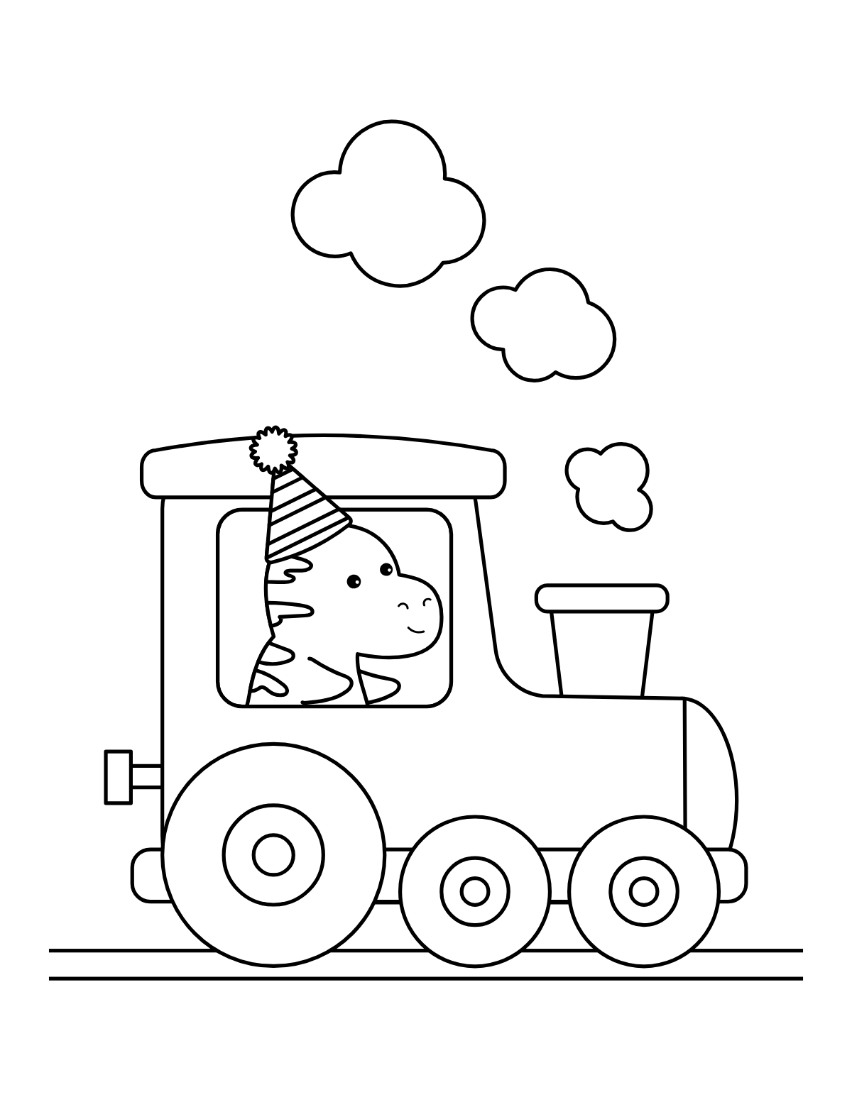 Birthday Train — printable coloring page
