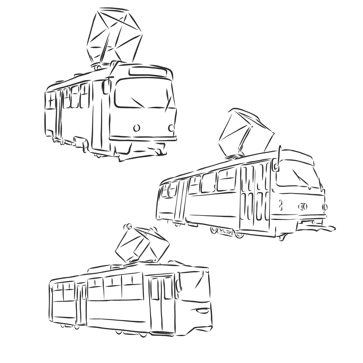 Tram Drawing — printable coloring page