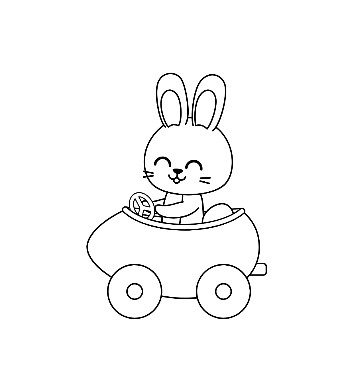 Bunny Toy Car — printable coloring page