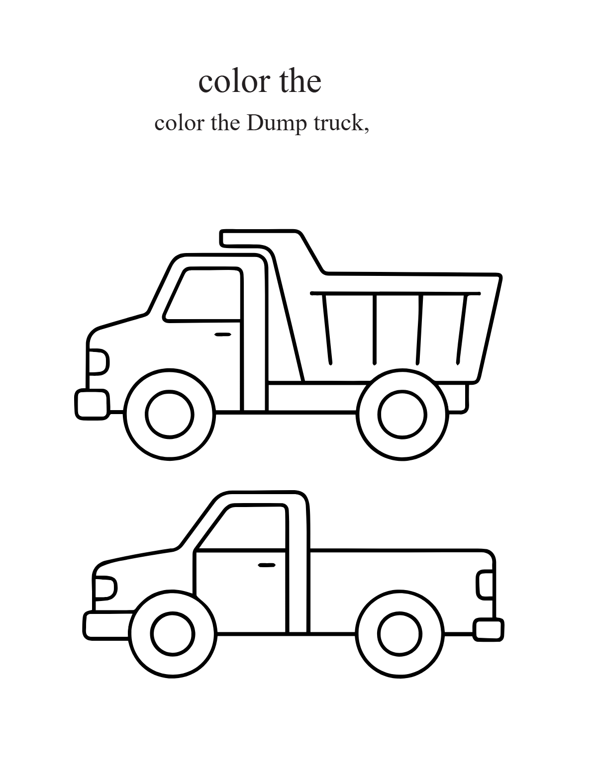 Car and Truck — printable coloring page