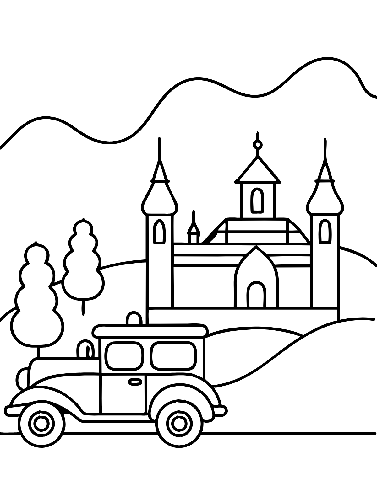 Castle Coupe — printable coloring page