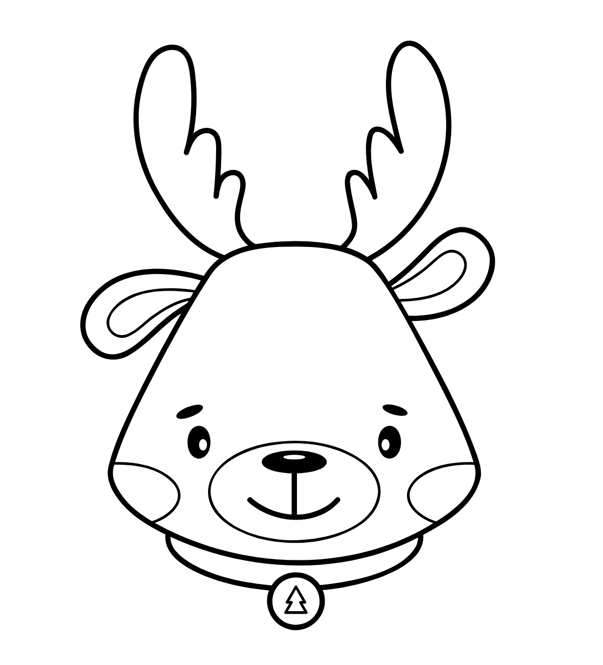 Christmas Reindeer Face — printable coloring page