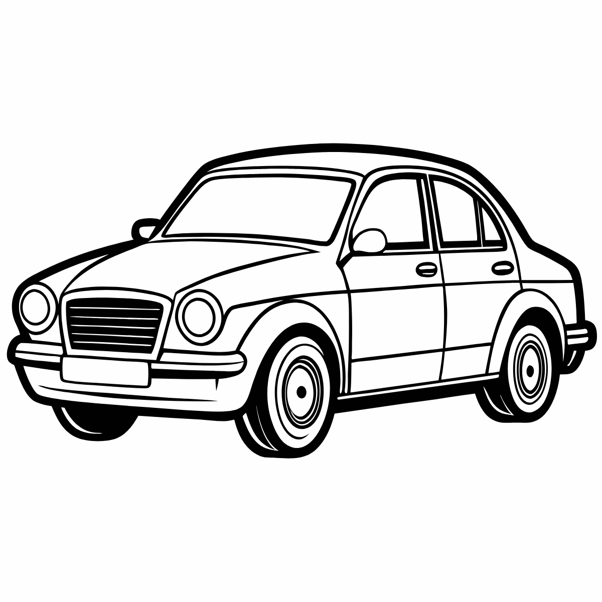 Classic Family Car — printable coloring page