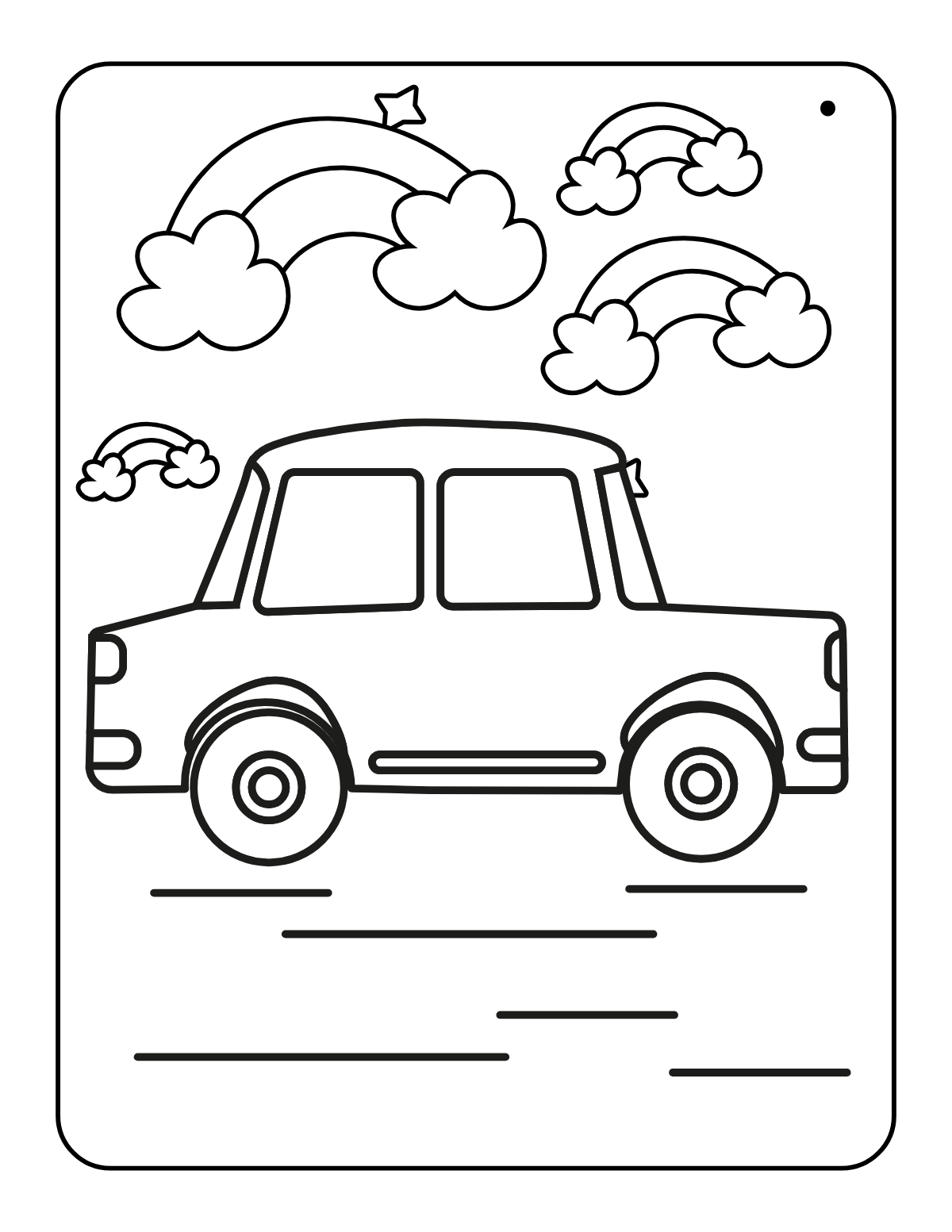 Cloudy Pickup Truck — printable coloring page