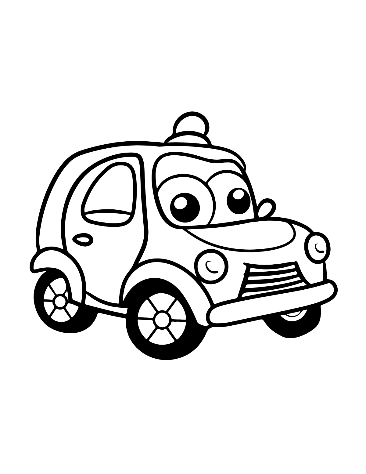 Cute Beetle Car — printable coloring page