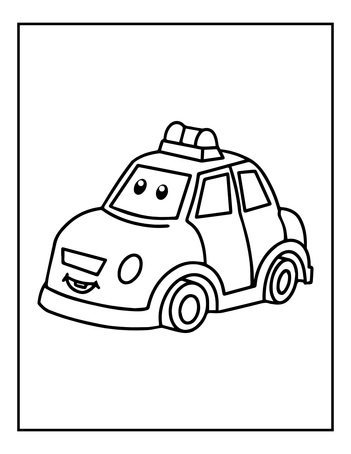 Cute Compact Car — printable coloring page