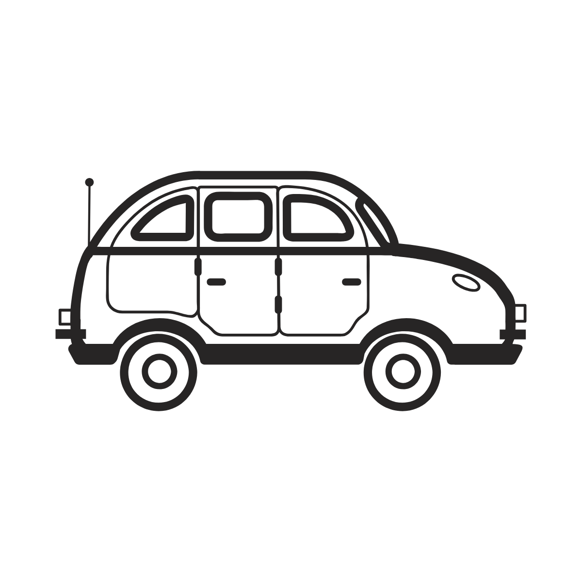 Cute Compact Van — printable coloring page