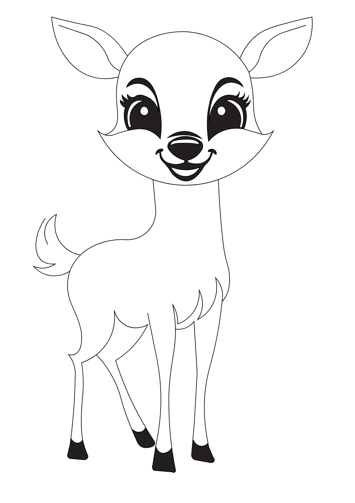 Cute Deer Coloring Page — printable coloring page