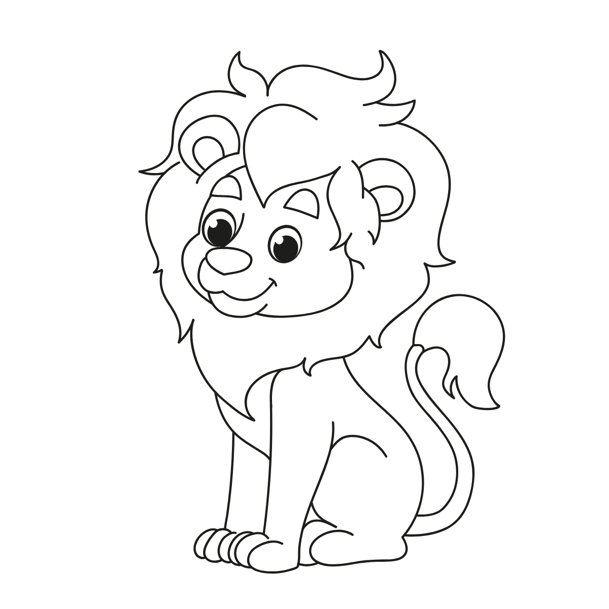 Cute Lion Cub — printable coloring page