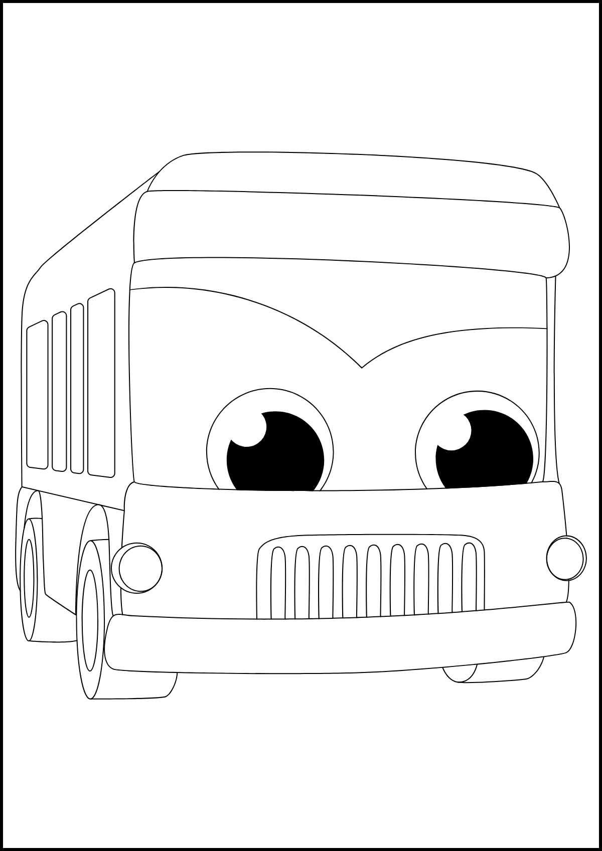Cute Van Front — printable coloring page