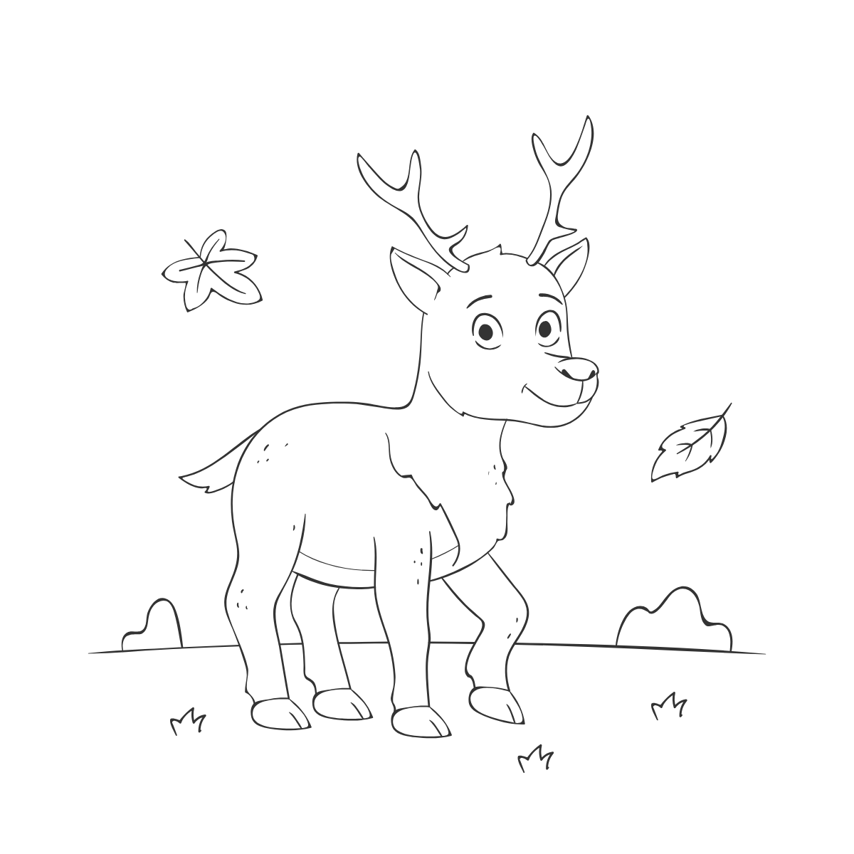 Deer in Autumn — printable coloring page