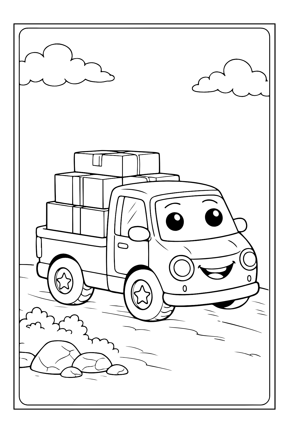 Delivery Truck With Boxes — printable coloring page