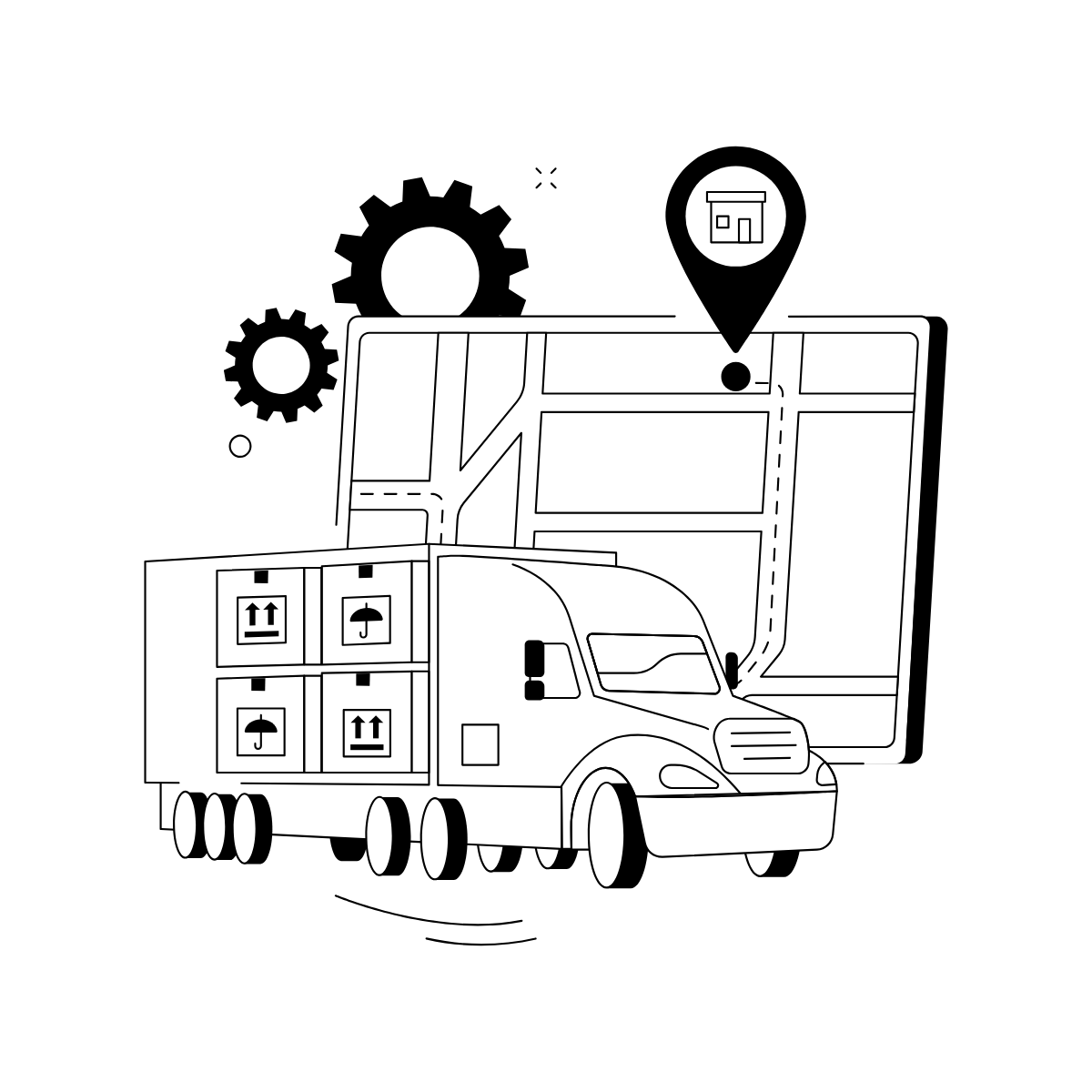 Delivery Truck with Map — printable coloring page