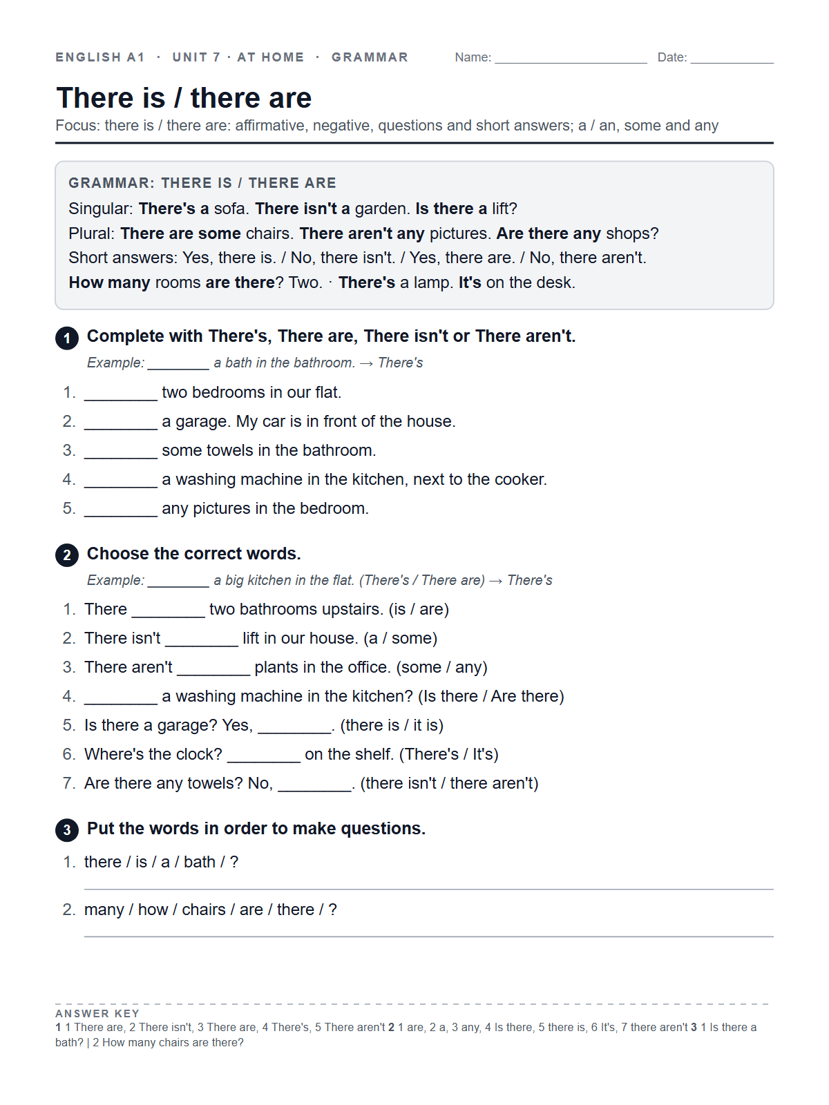 There is / there are — printable worksheet