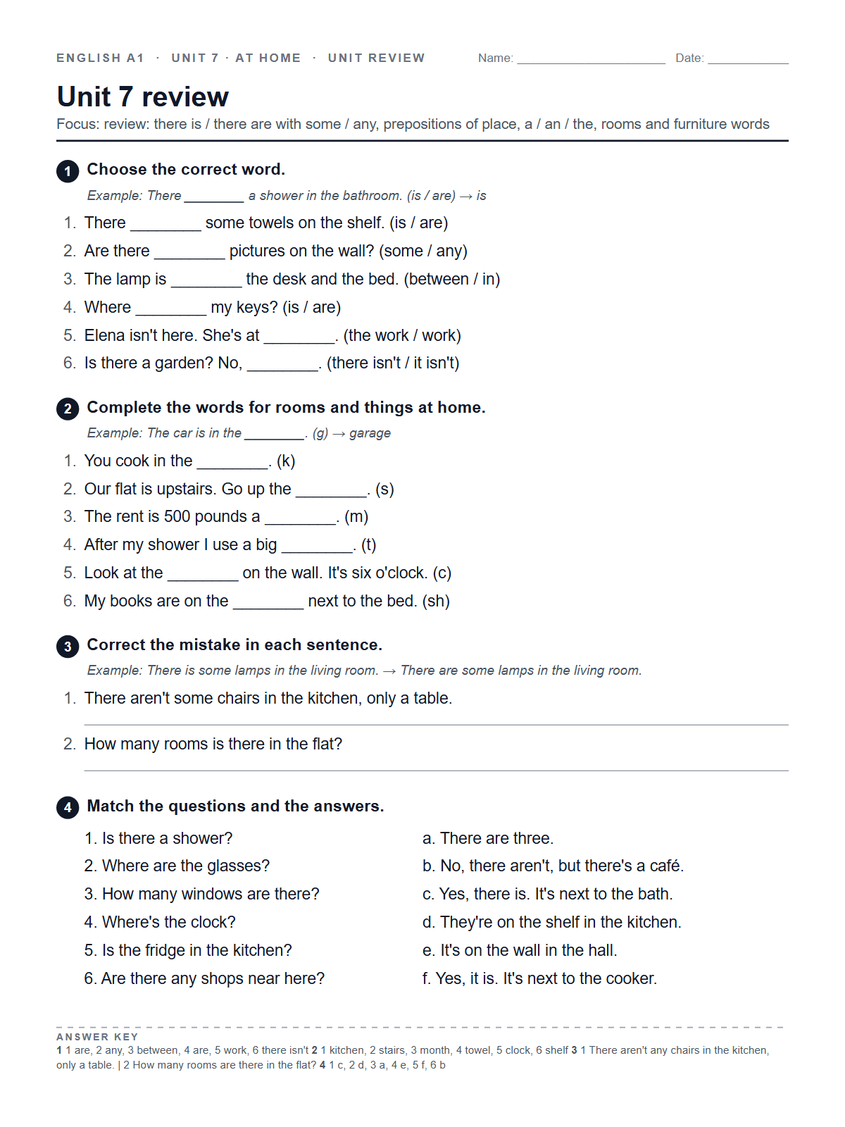 Unit 7 review — printable worksheet