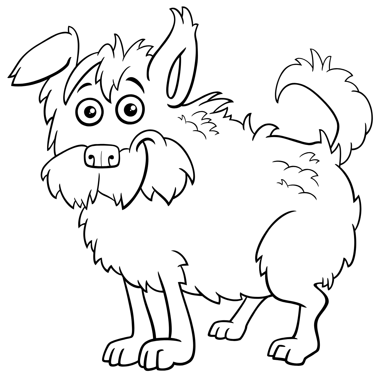 Fluffy Dog — printable coloring page