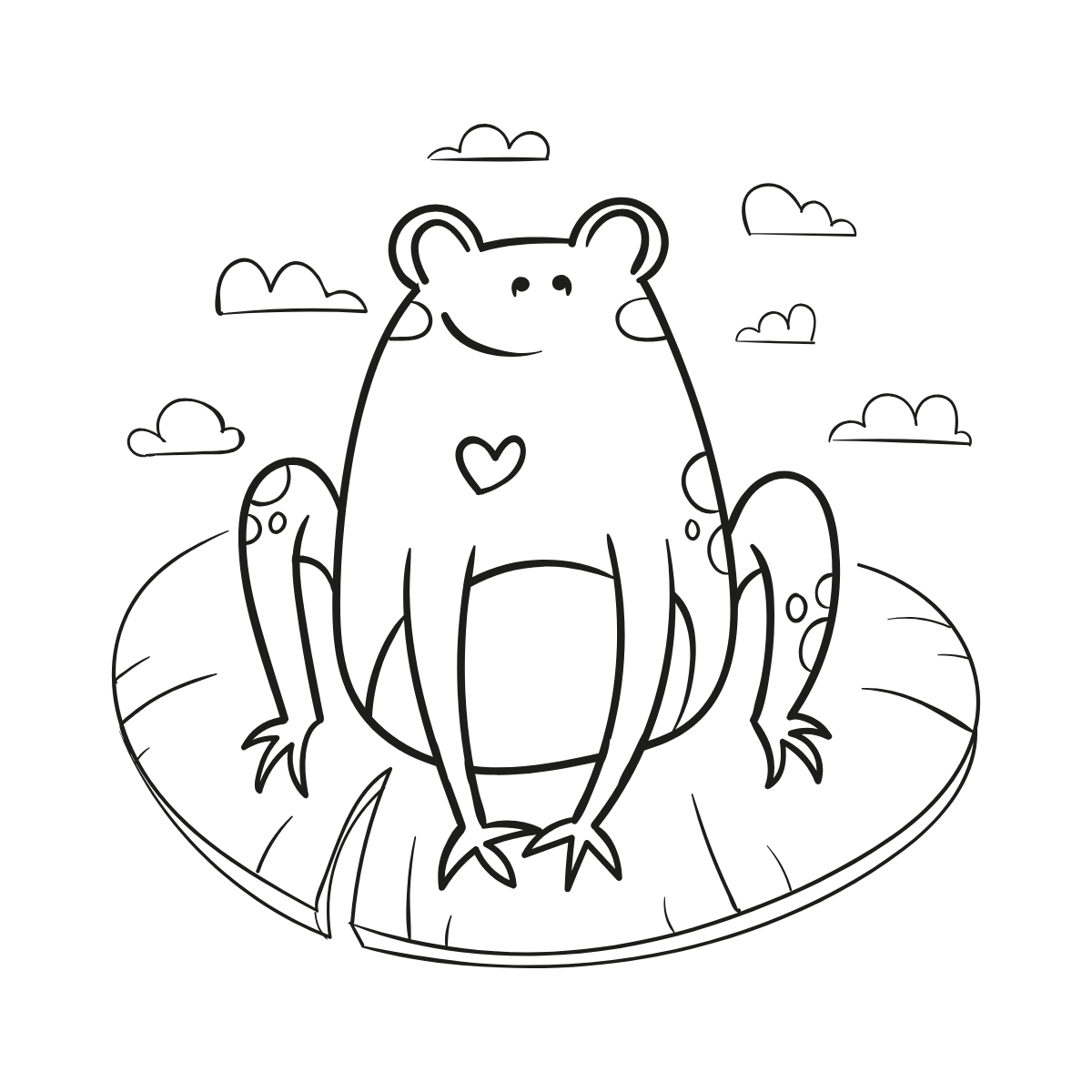 Frog on Lily Pad — printable coloring page