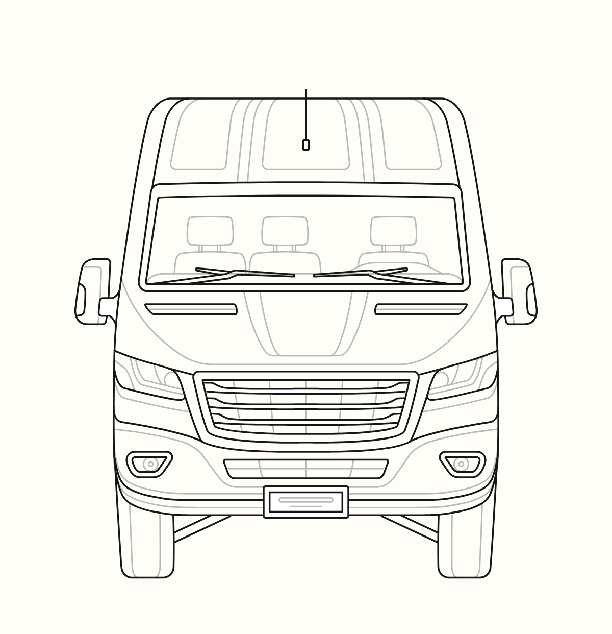 Front View Camper Van — printable coloring page