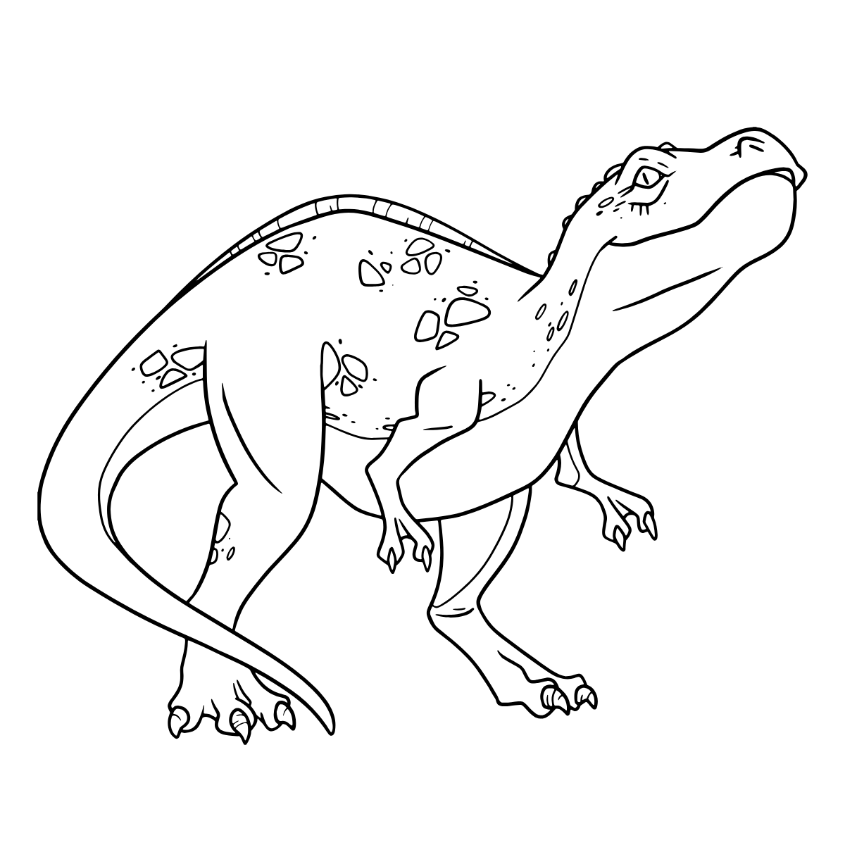Gentle Dinosaur with Flowers — printable coloring page