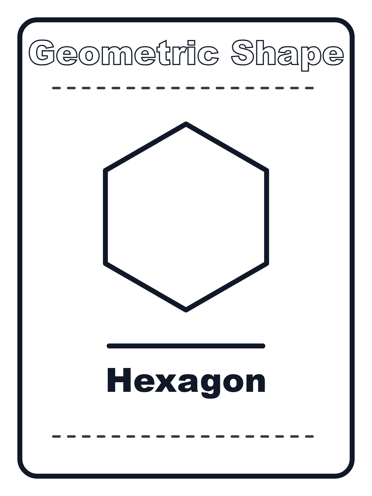 Hexagon Shape in English — printable coloring page