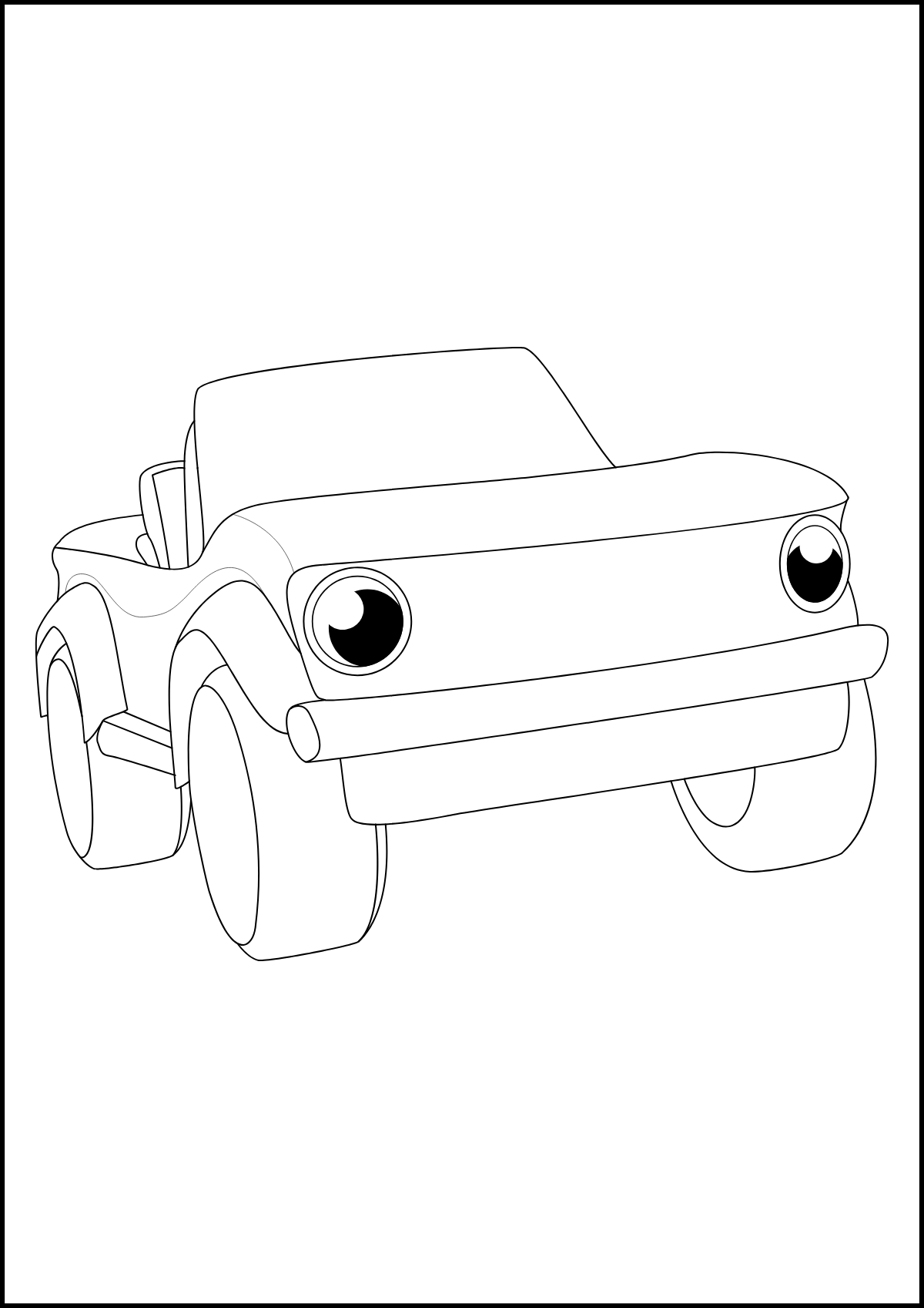 Happy Compact Car — printable coloring page