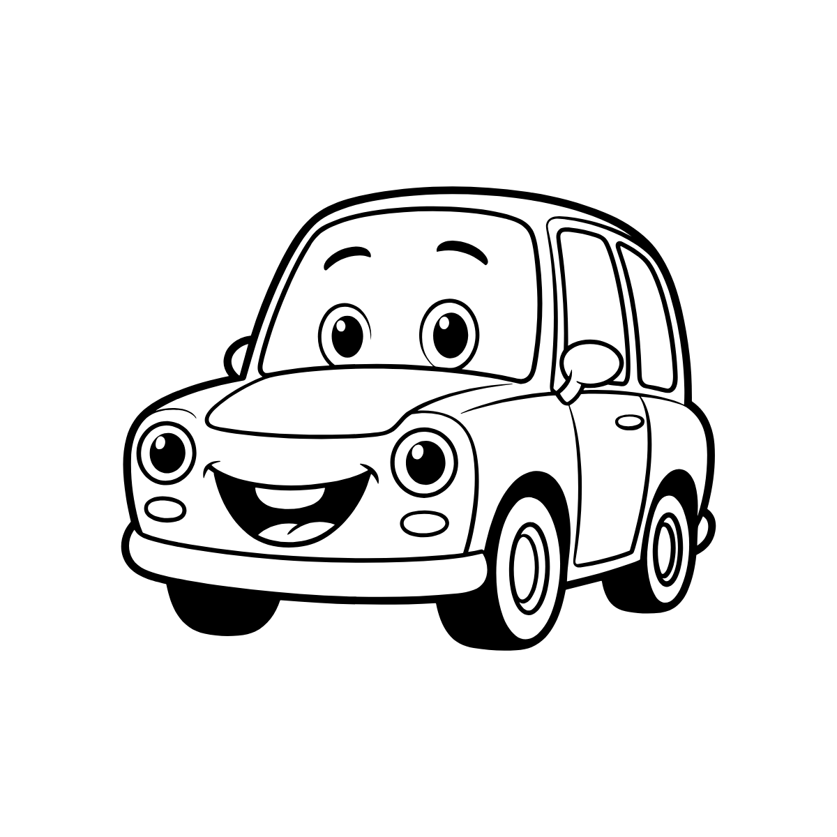 Happy Little Car — printable coloring page