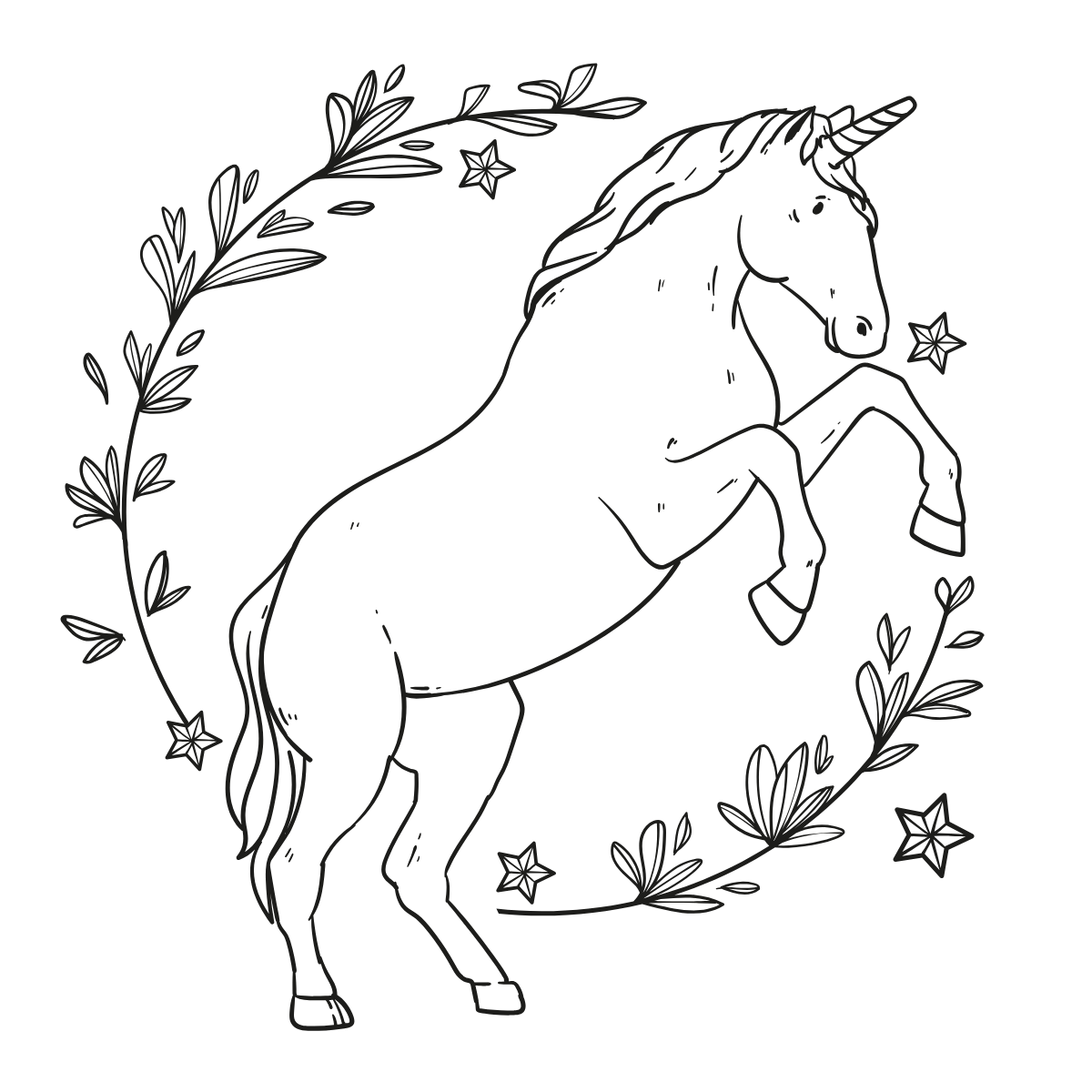 Laurel Unicorn — printable coloring page