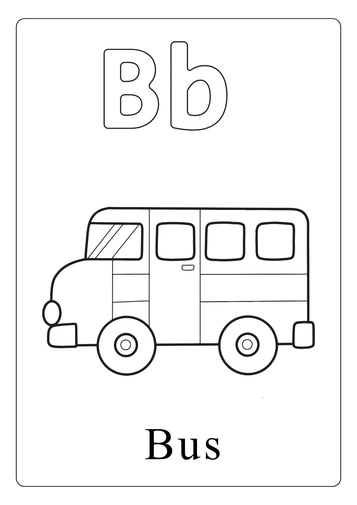 Letter B Bus — printable coloring page