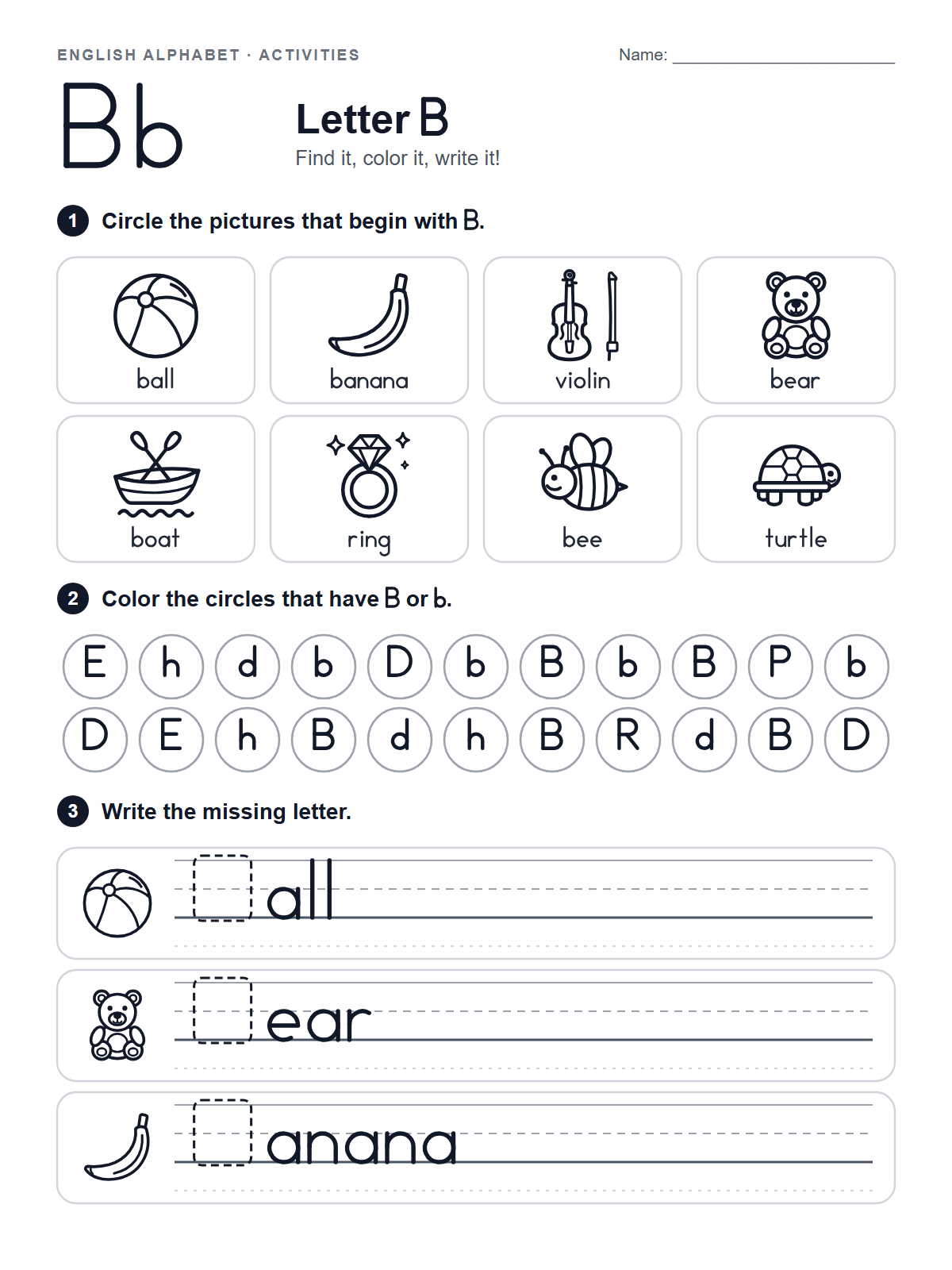 Letter B Worksheet — printable worksheet