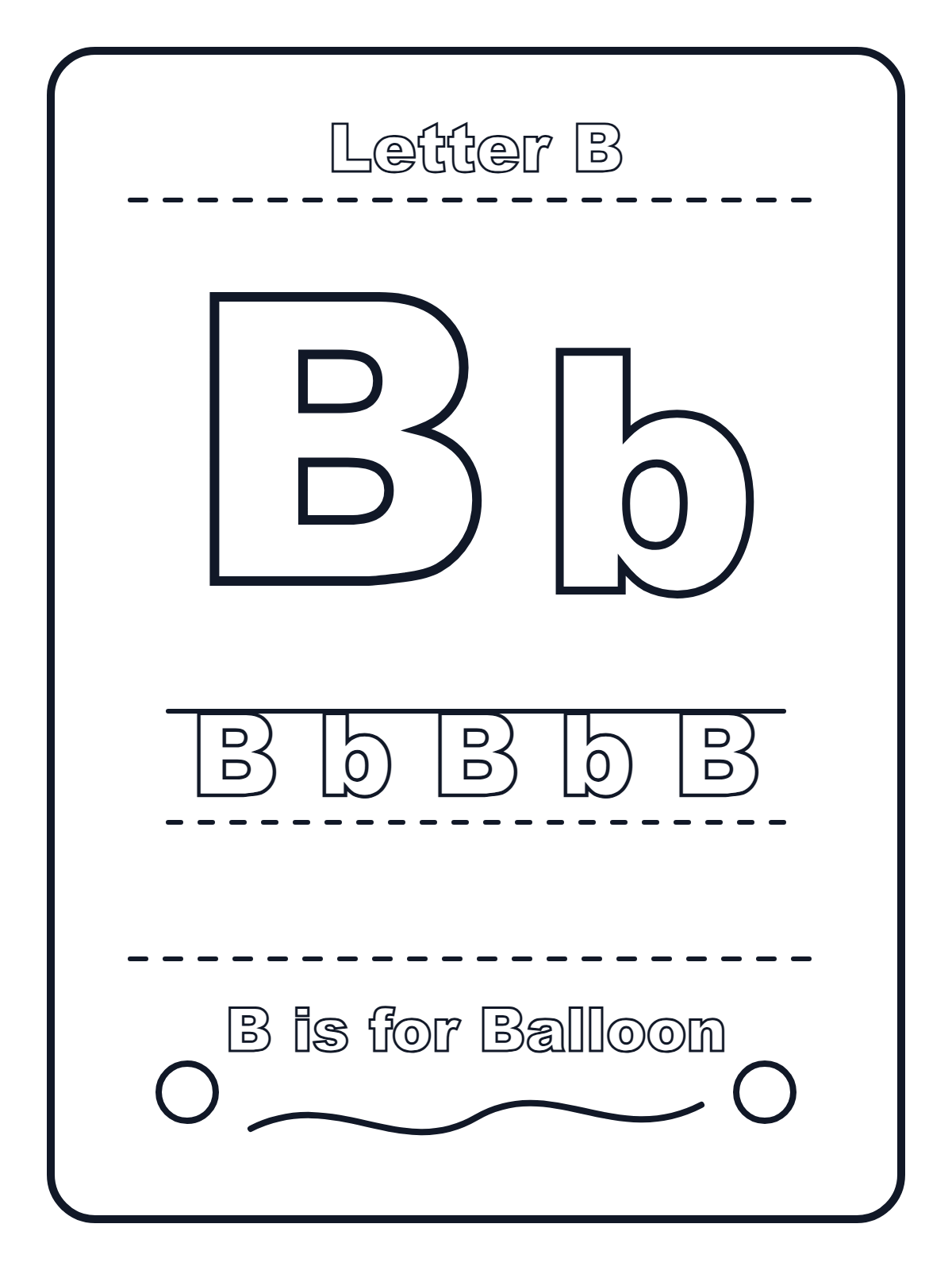Letter B — printable coloring page