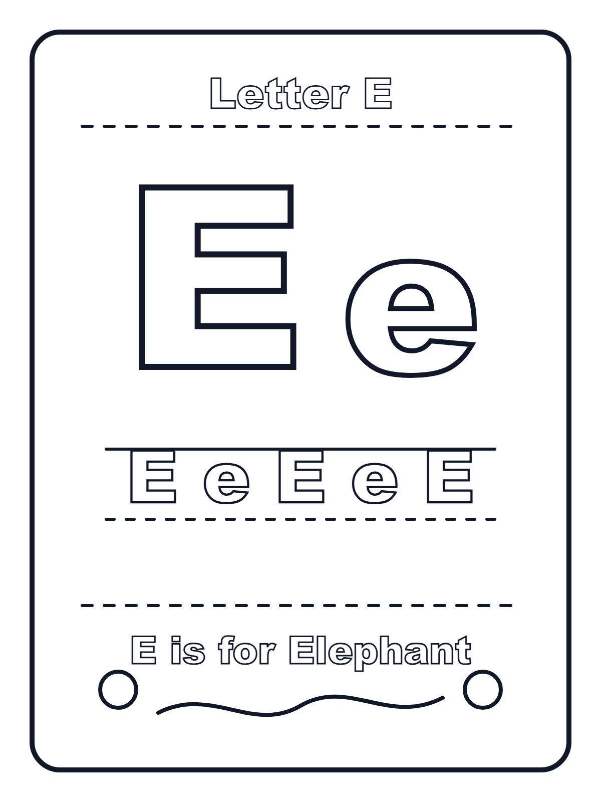 Letter E — printable coloring page