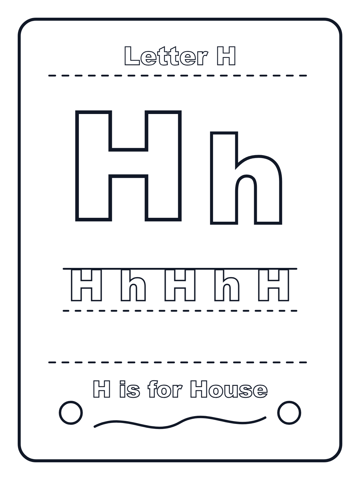 Letter H — printable coloring page