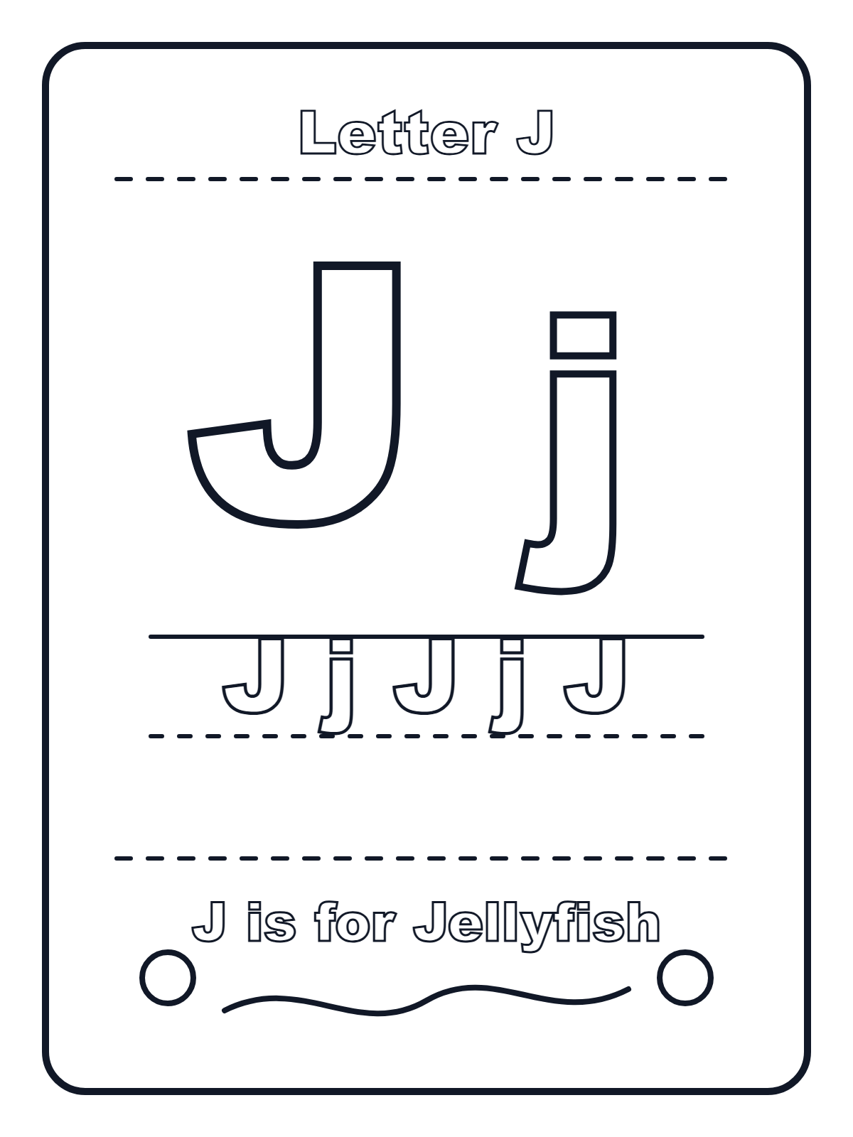 Bubble Letter J Coloring Page — printable coloring page