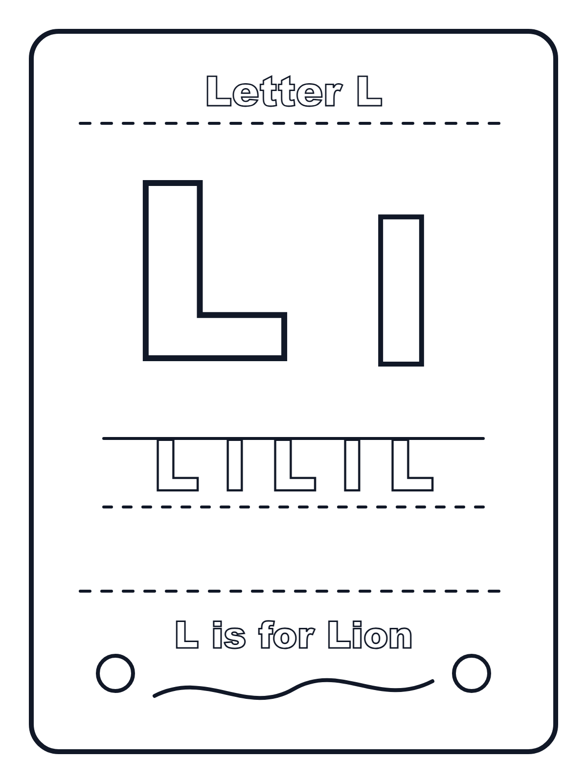 Letter L — printable coloring page
