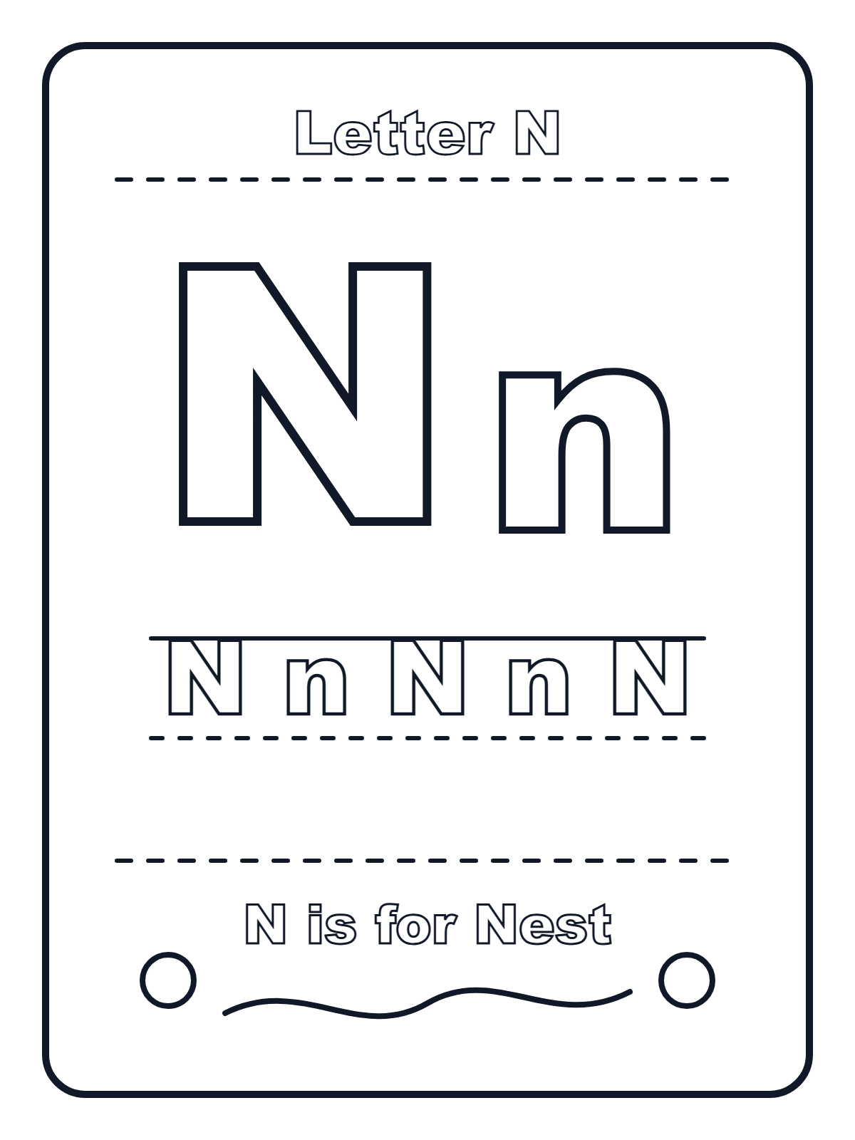 Letter N — printable coloring page