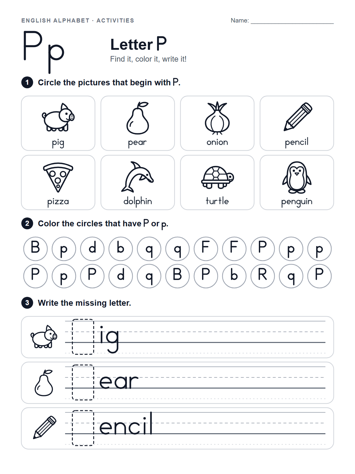 Letter P Worksheet — printable worksheet