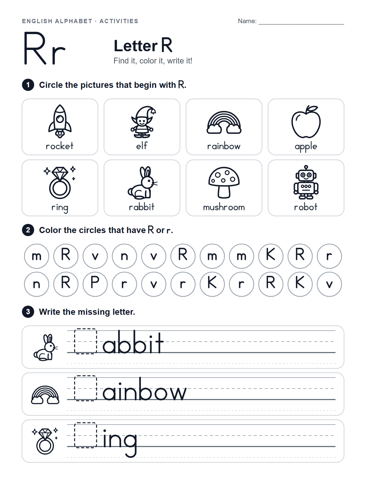 Letter R Worksheet — printable worksheet