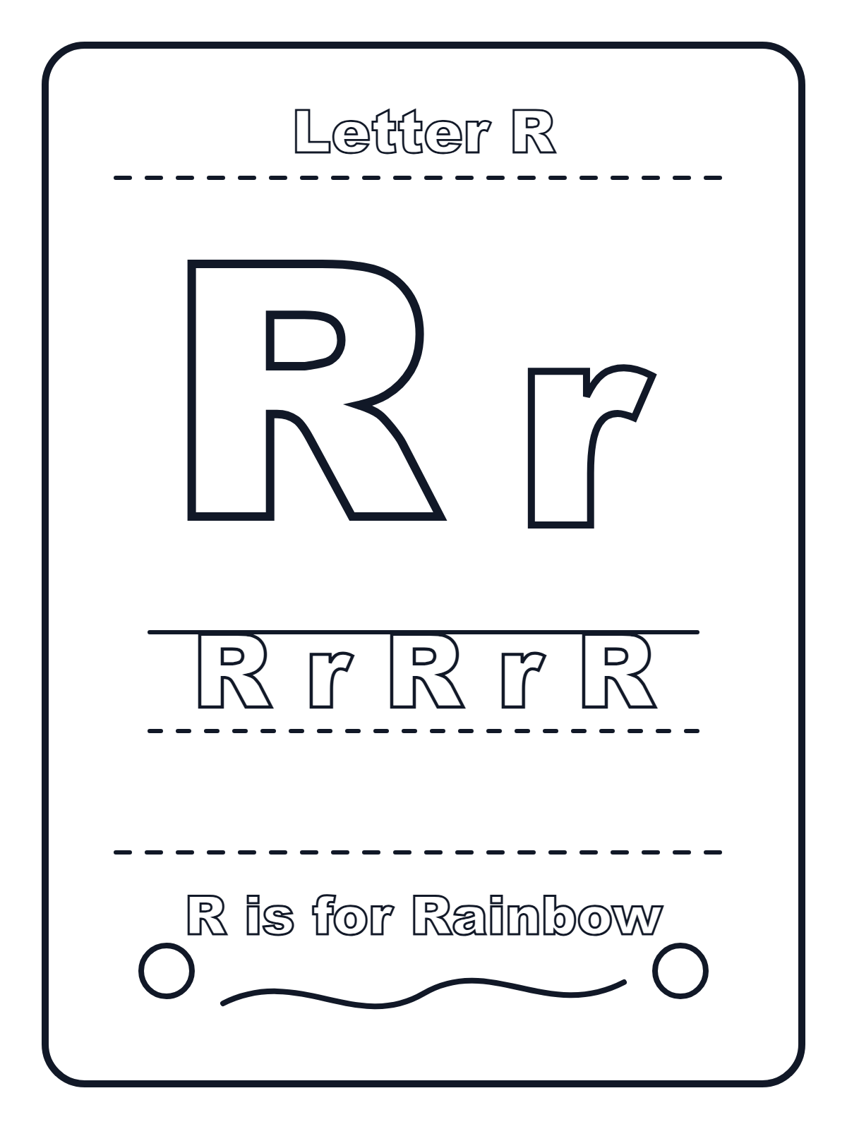 Letter R — printable coloring page