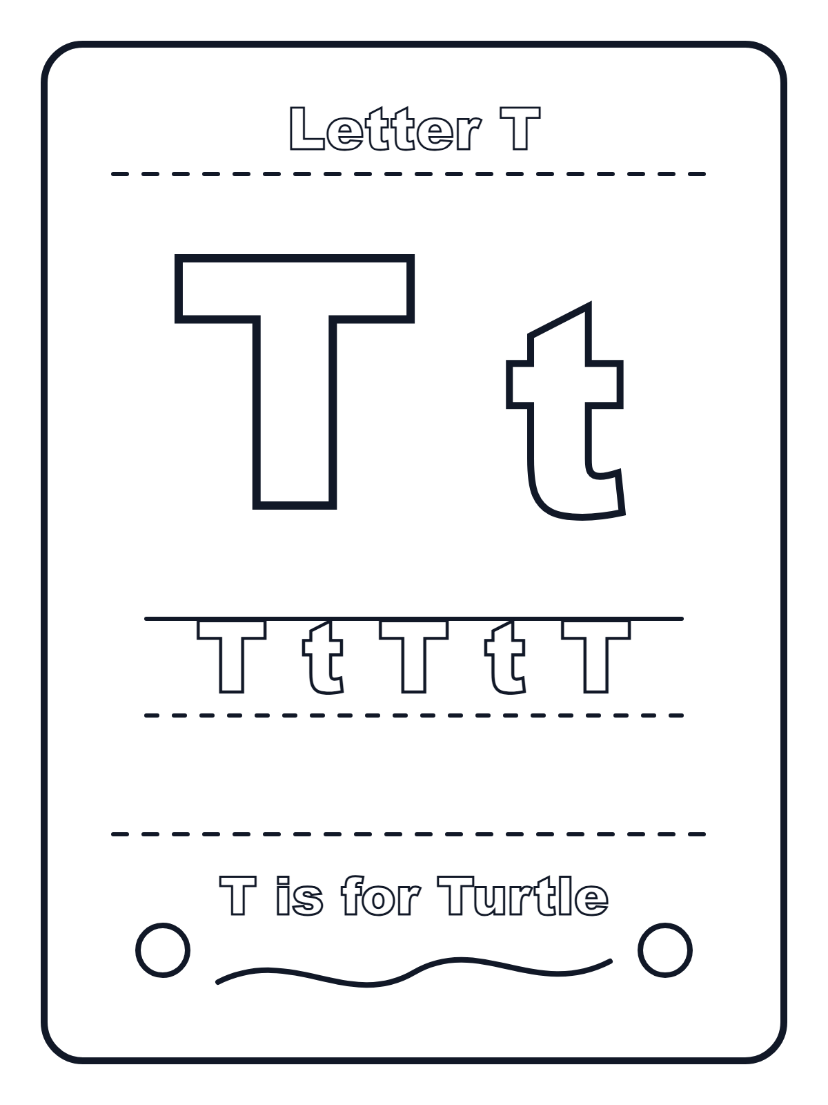 Letter T — printable coloring page