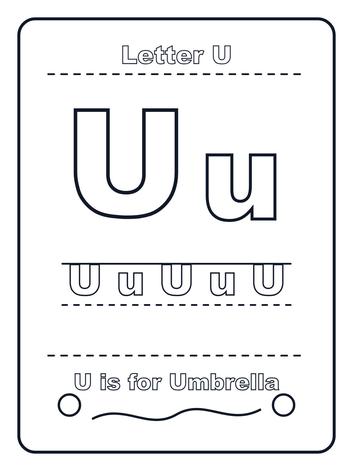 Letter U — printable coloring page