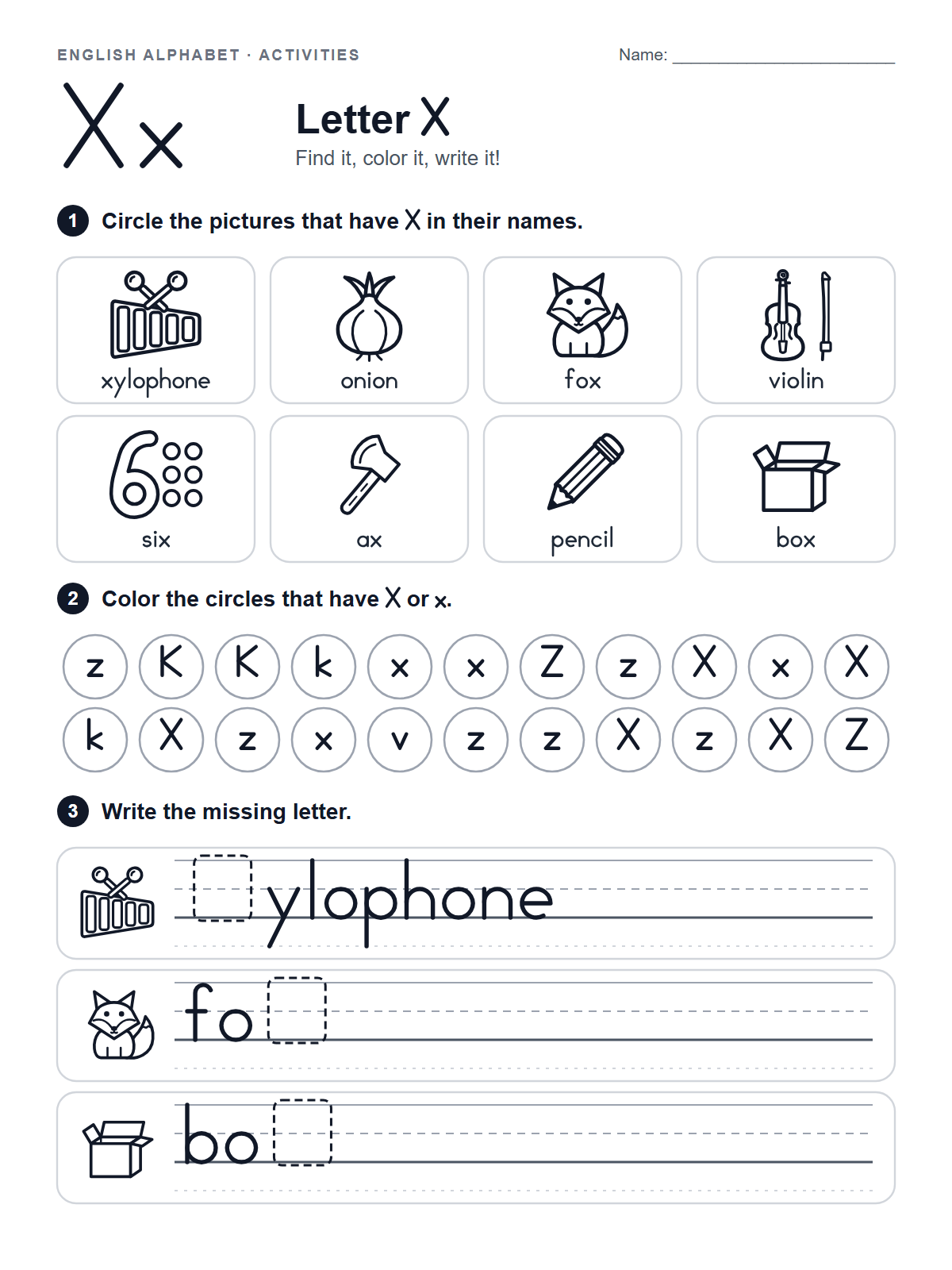Letter X Worksheet — printable worksheet