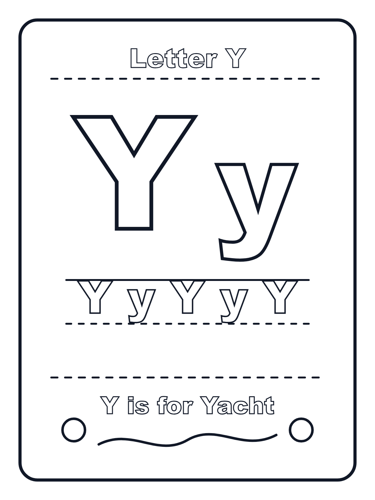 Letter Y — printable coloring page