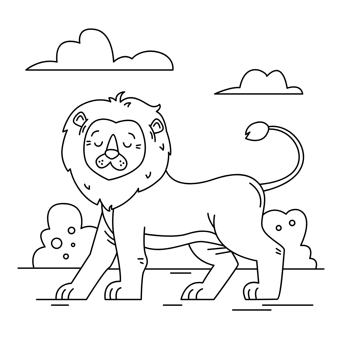 Lion in the Savanna — printable coloring page