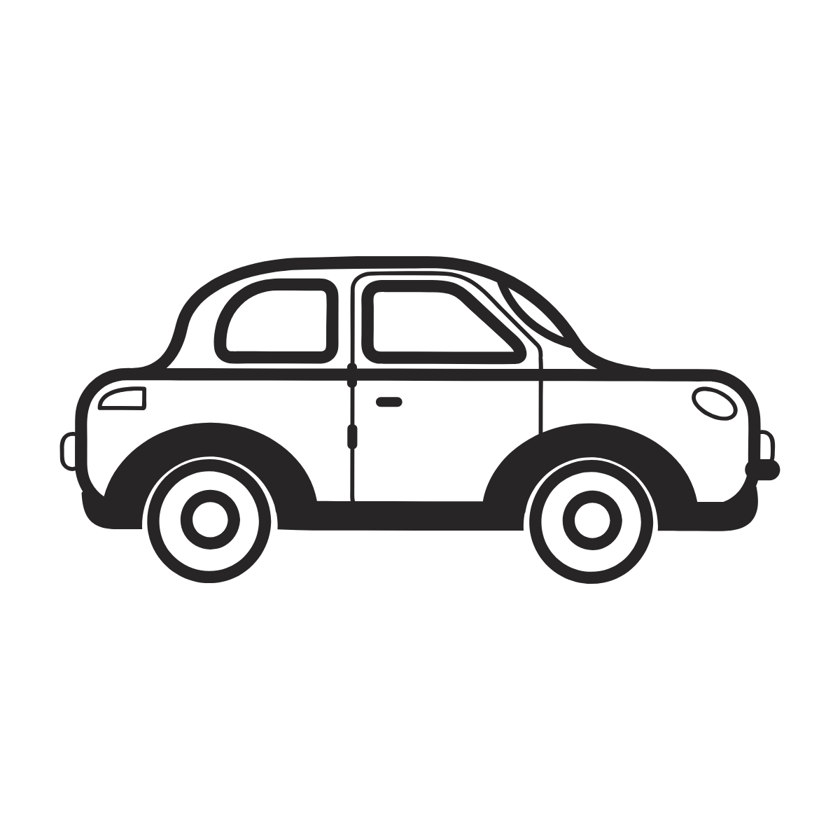 Little Round Car — printable coloring page