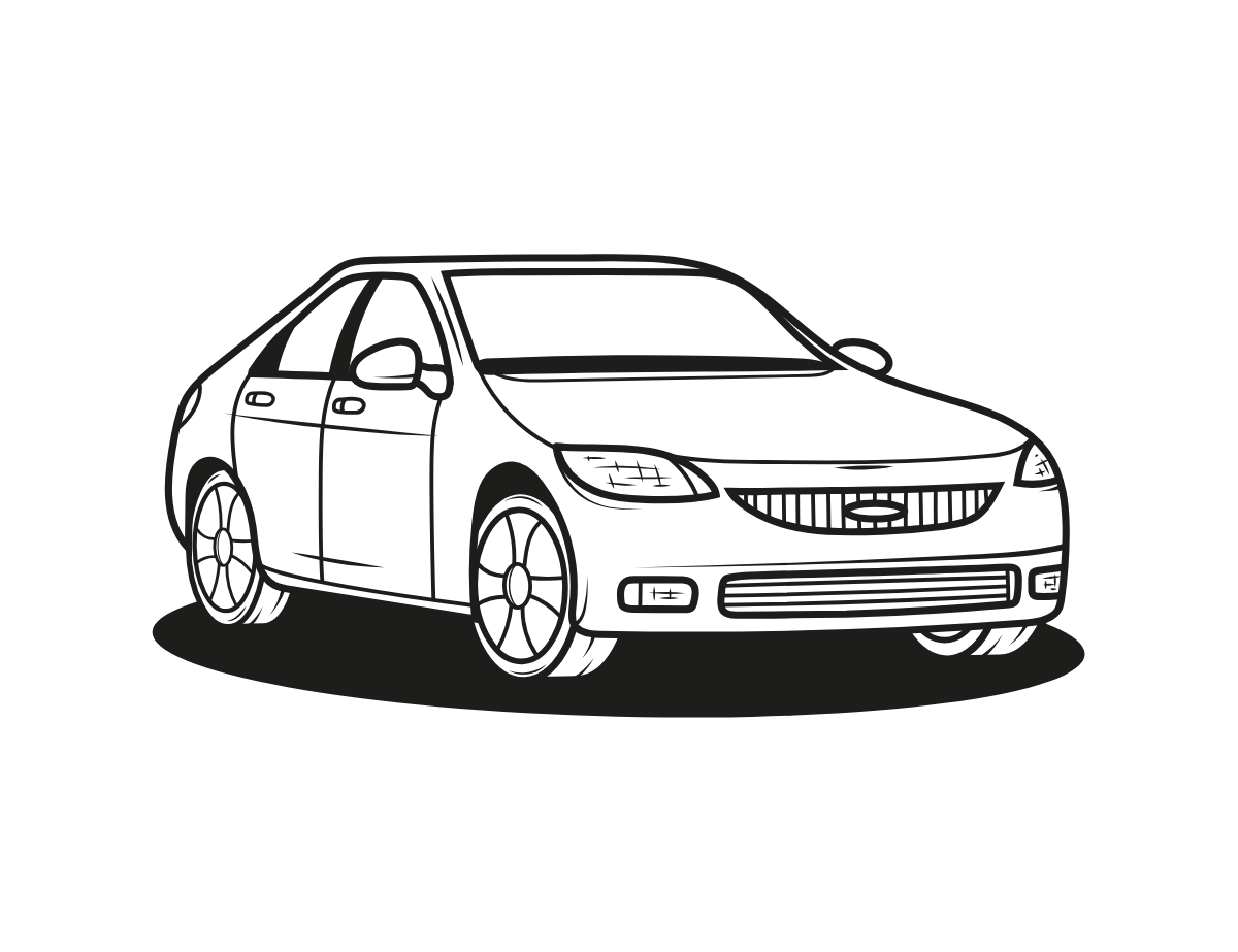 Luxury Sedan Car — printable coloring page